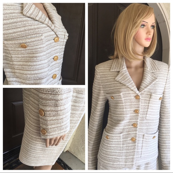 St. John collection beige/gold suit size 6 - Picture 3 of 8